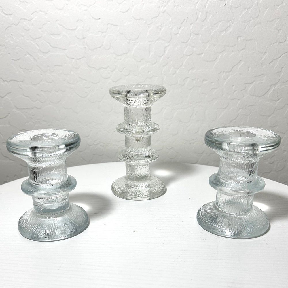 Ice Glass Candlesticks